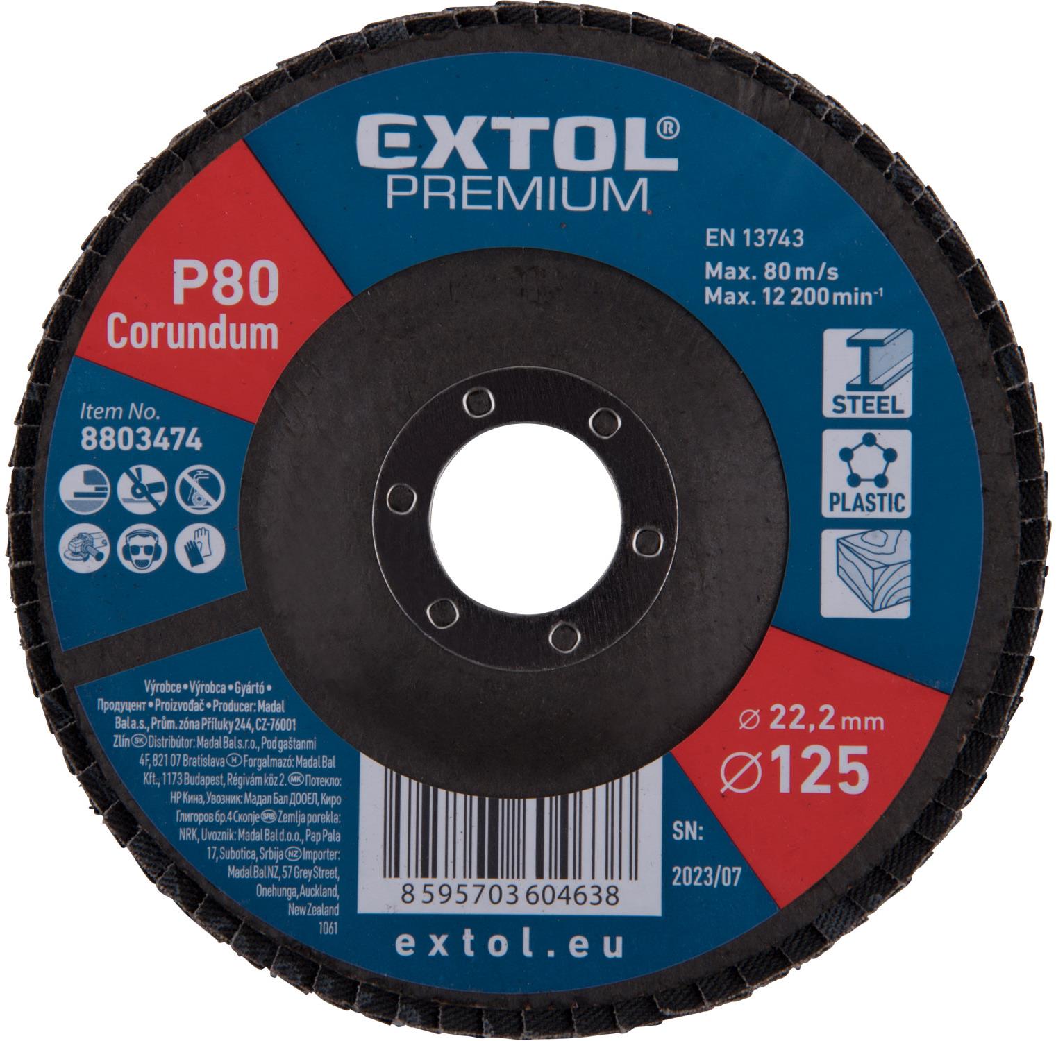EXTOL PREMIUM kotúč lamelový šikmý korundový, priemer 125 mm, P80, 8803474