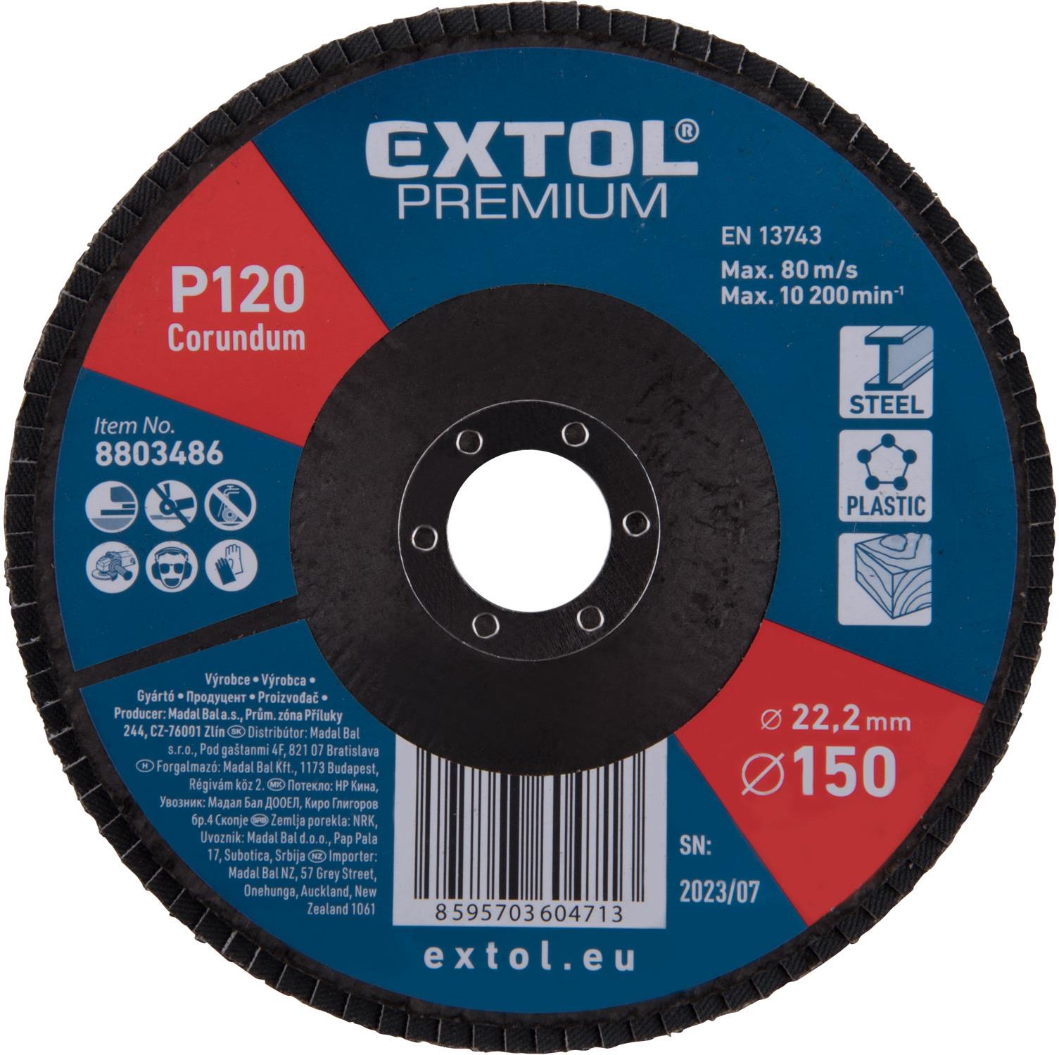 EXTOL PREMIUM kotúč lamelový šikmý korundový, priemer 150 mm, P120, 8803486