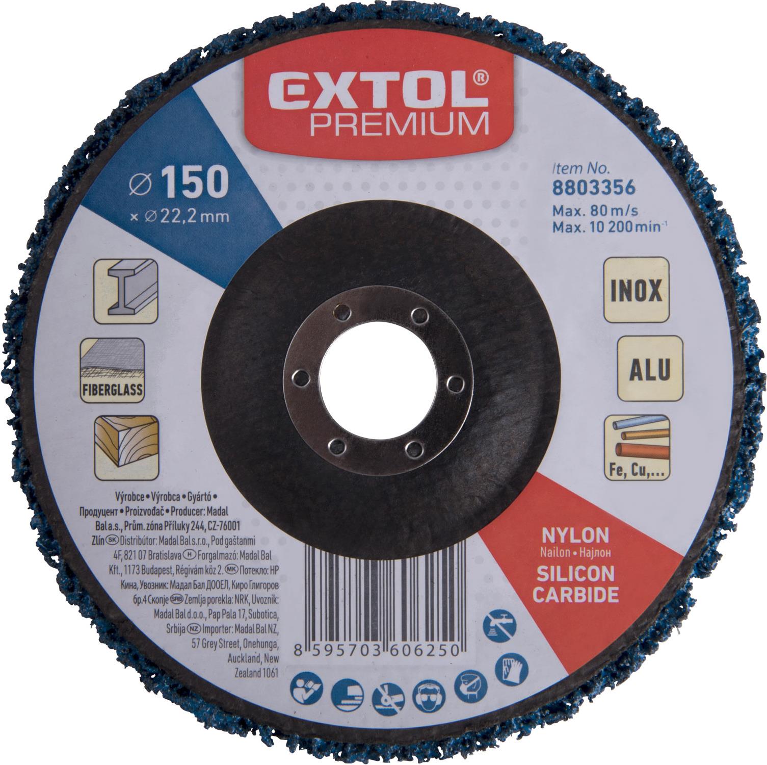 EXTOL PREMIUM kotúč brúsny nylonový, priemer 150 × 14 mm, nylon/abrazivo SiC, 8803356