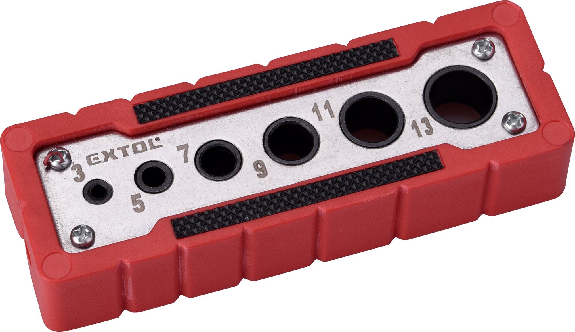 EXTOL PREMIUM vŕtacia vodiaca šablóna, priemer 3-5-7-9-11-13 mm, 8801921