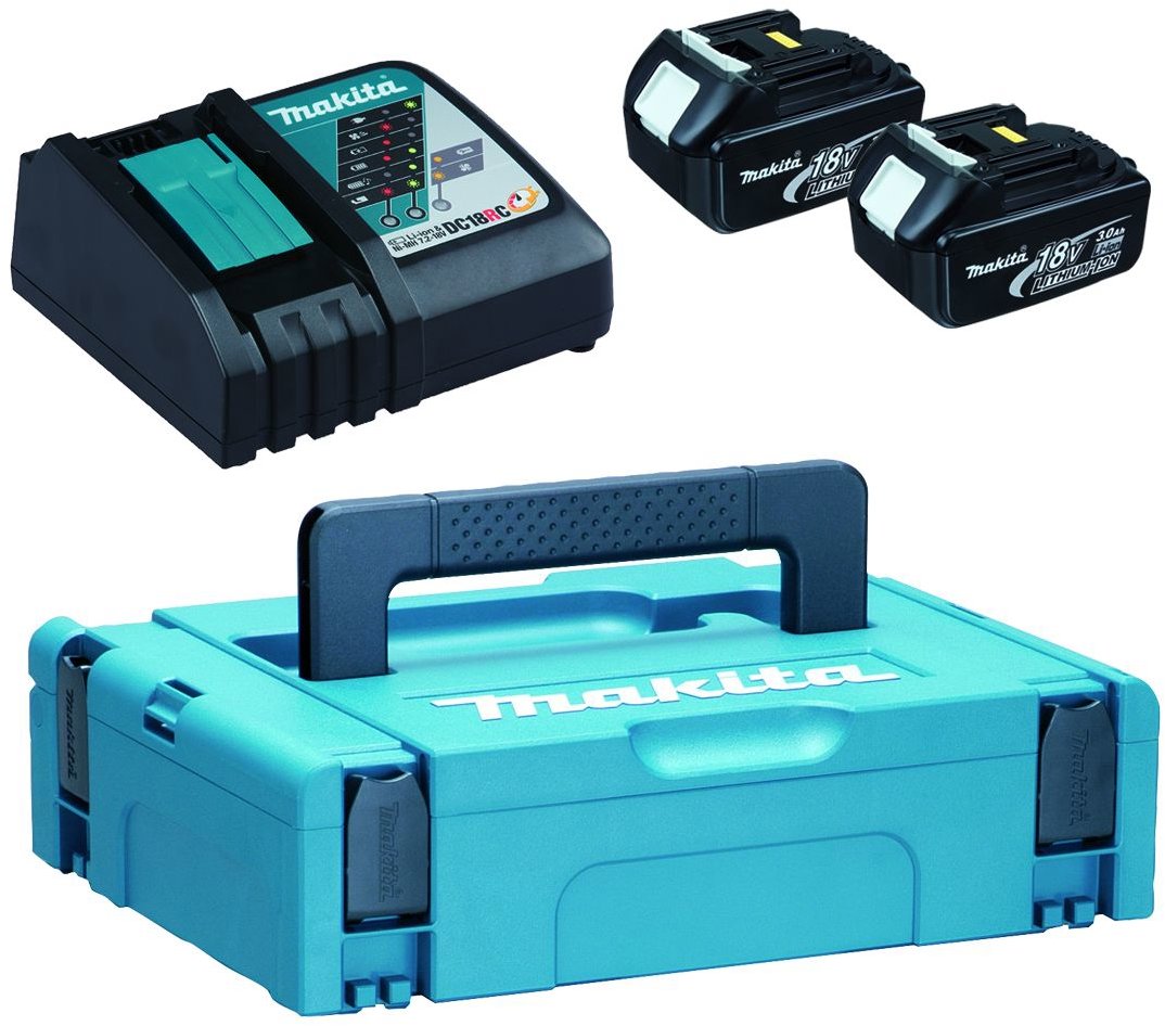 MAKITA – Súprava Li-ion LXT 18 V 2 × akumulátor 3,0 Ah BL1830B + nabíjačka DC18RC + Makpac