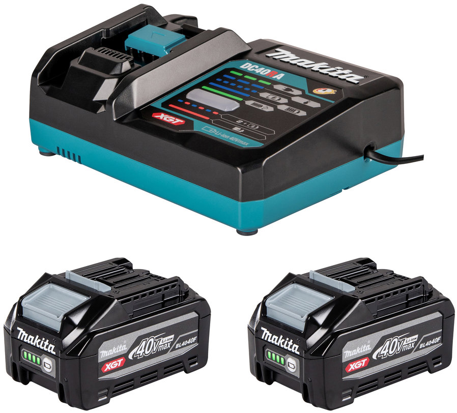 MAKITA Súprava Li-ion XGT 40 V 2× Akumulátor 4 Ah BL4040F + Nabíjačka DC40RA