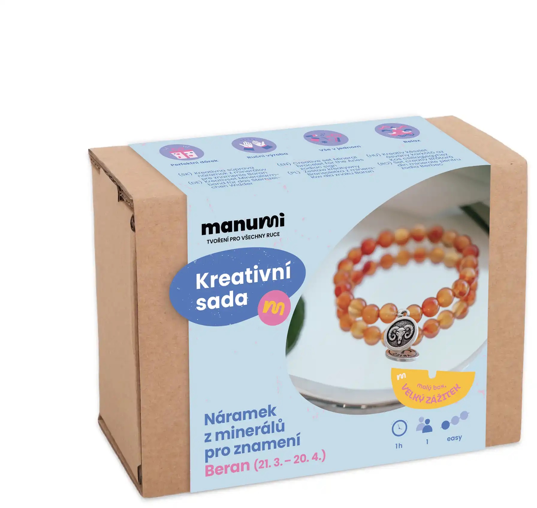 Manumi Kreatívna súprava na výrobu náramku z minerálov so znamením zverokruhu Baran