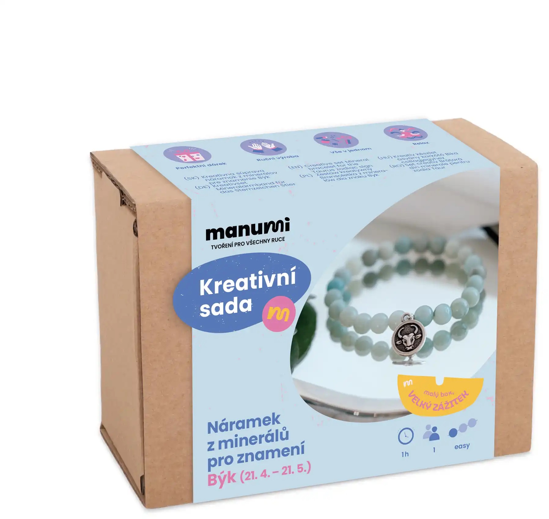 Manumi Kreatívna súprava na výrobu náramku z minerálov so znamením zverokruhu Býk