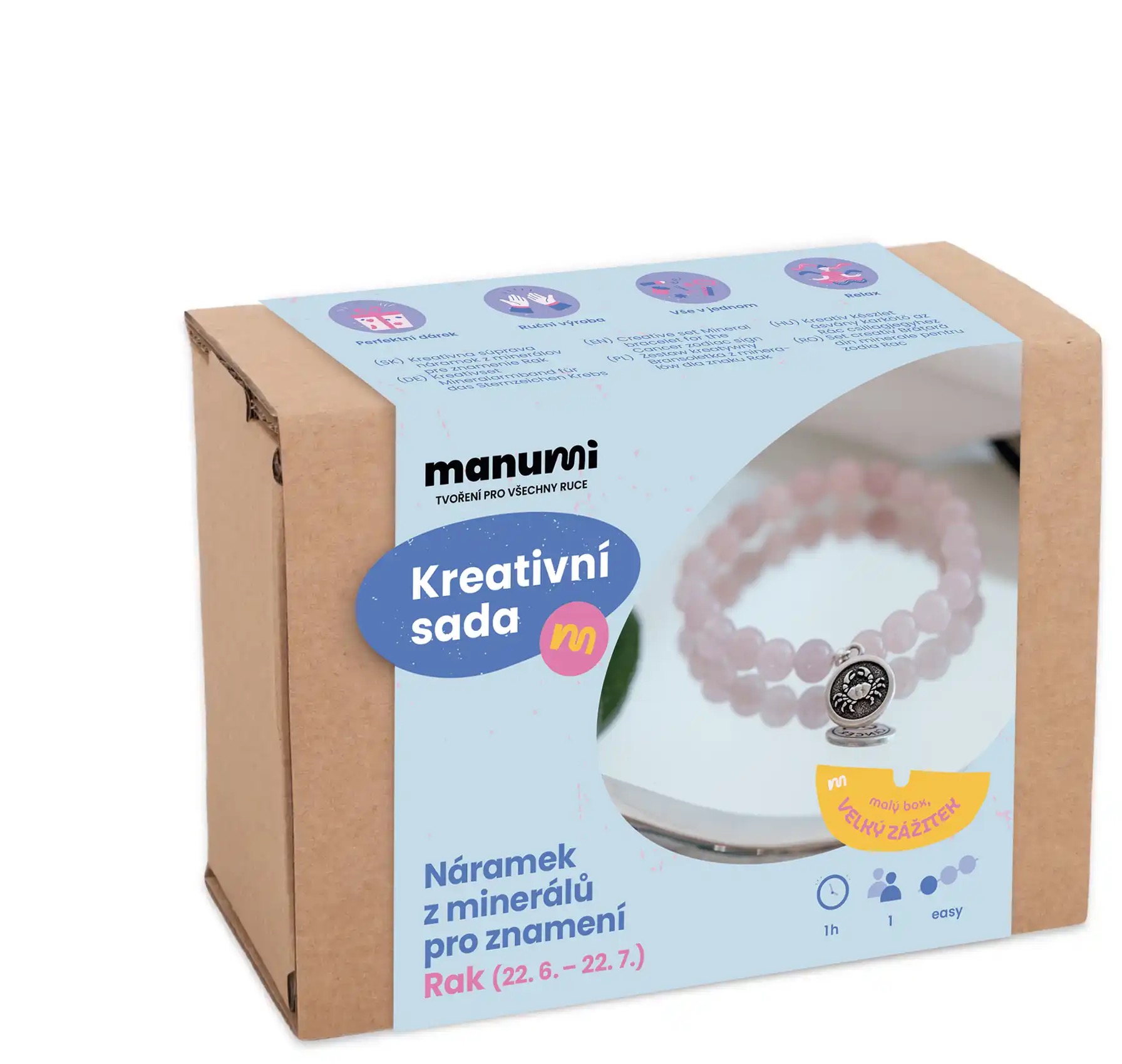 Manumi Kreatívna súprava na výrobu náramku z minerálov so znamením zverokruhu Rak