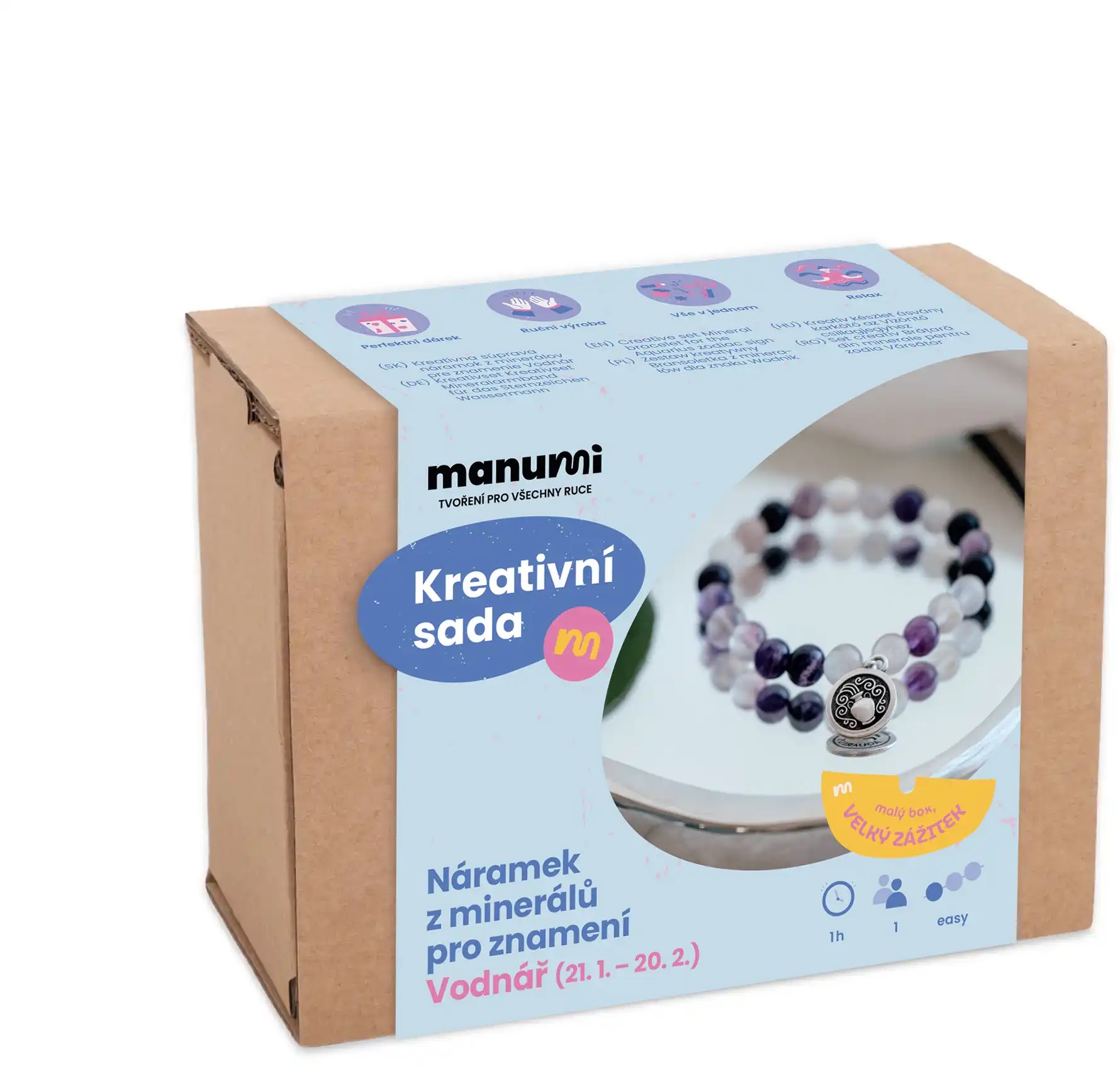 Manumi Kreatívna súprava na výrobu náramku z minerálov so znamením zverokruhu Vodnár