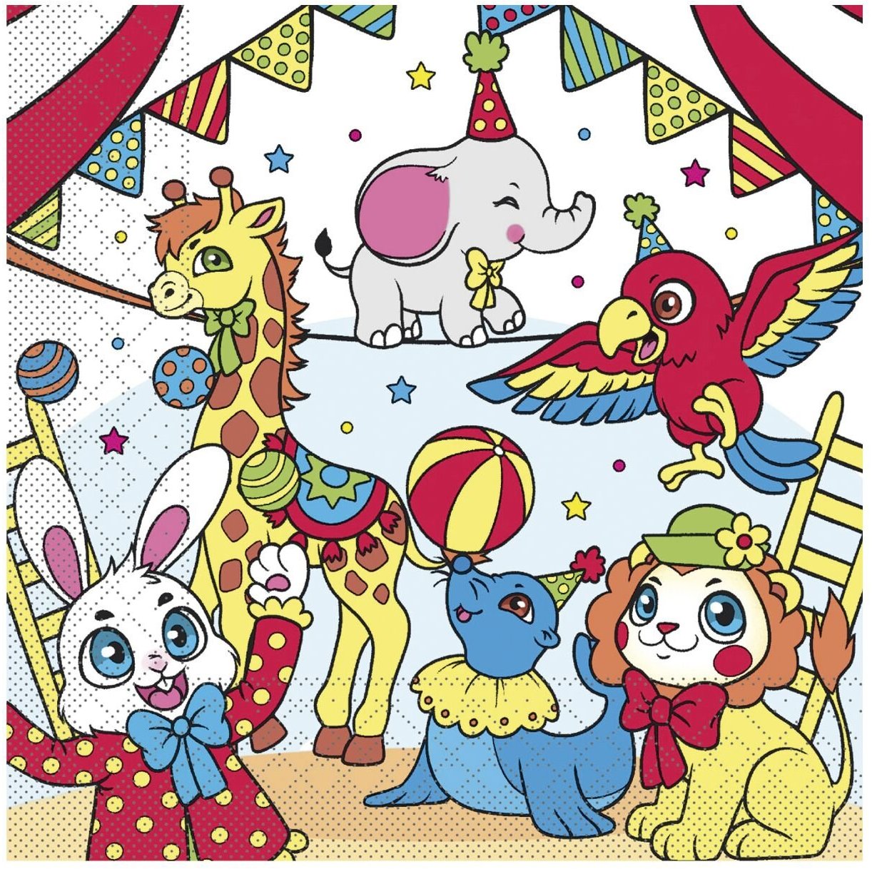 Mank Papierové obrúsky 600 ks, 1/4 preloženia, Cirkus