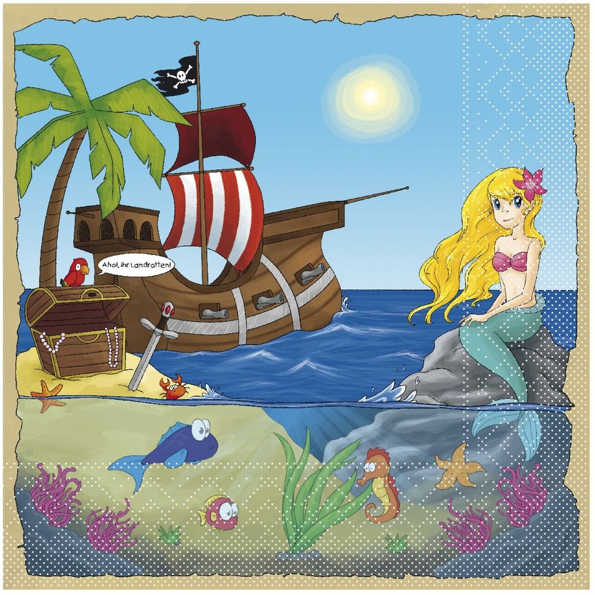 Mank Papierové obrúsky 600 ks, 1/4 preloženia, Ostrov pokladov