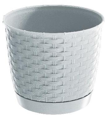 PROSPERPLAST Kvetináč s miskou RATOLLA ROUND 19, výška 16,5 cm, objem 2,8 l, biela