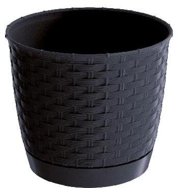PROSPERPLAST Kvetináč s miskou RATOLLA ROUND 16.5, výška 14.2 cm, objem 2 l, antracit