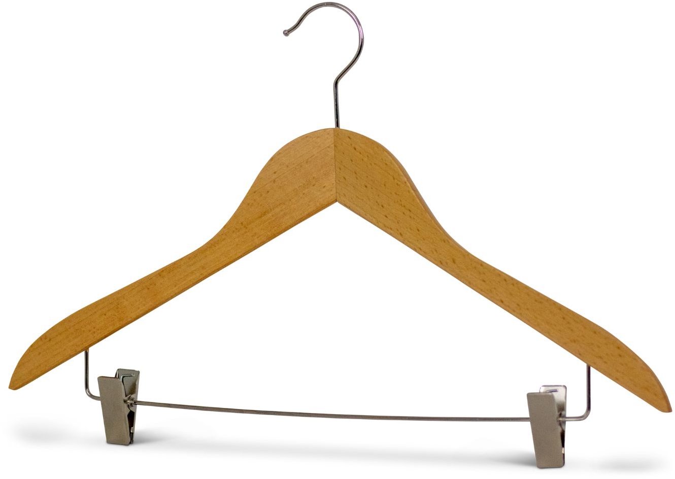 MAWA Drevené ergonomické ramienko Business s klipmi na nohavice, prírodné