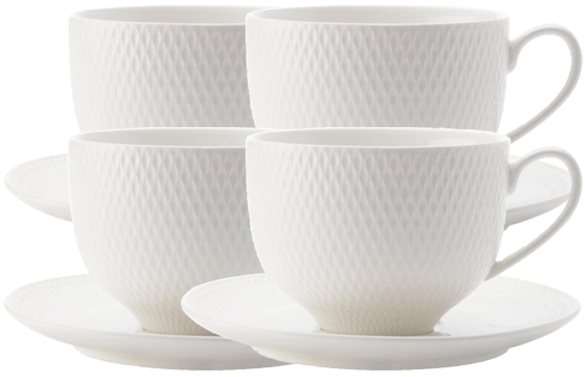 Maxwell & Williams - Súprava čajových šálok s tanierikom DIAMONDS, 220 ml, 4 ks