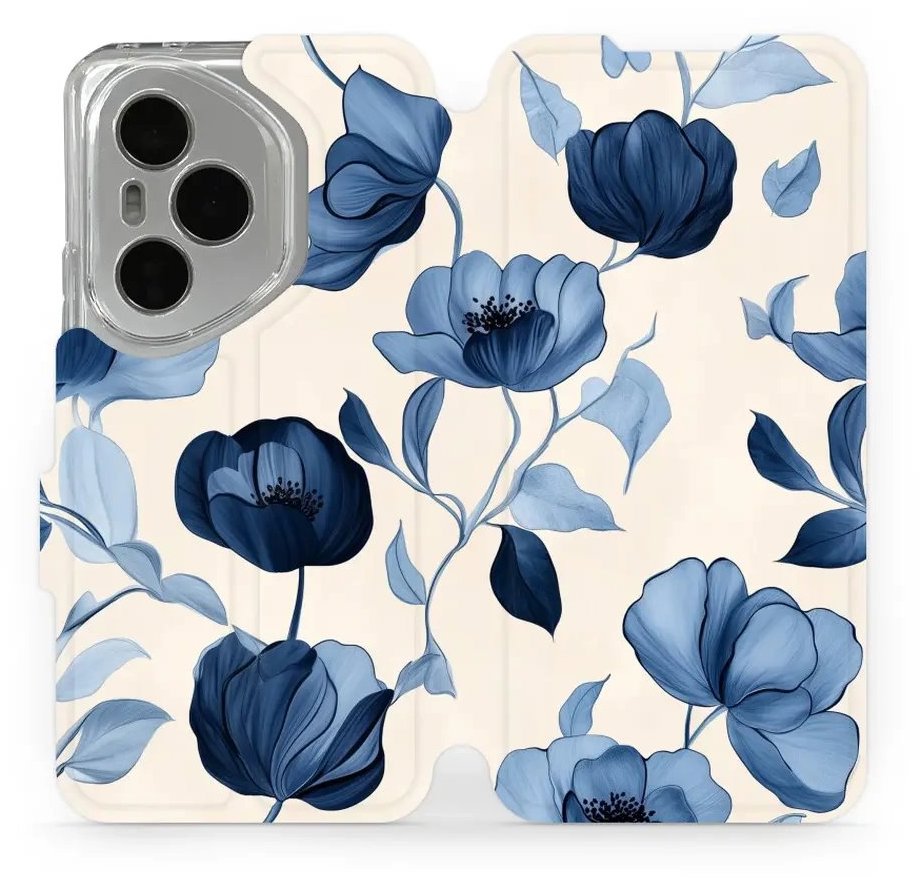 Mobiwear Flip knižkové pre Honor 400 Pro – Modré kvety