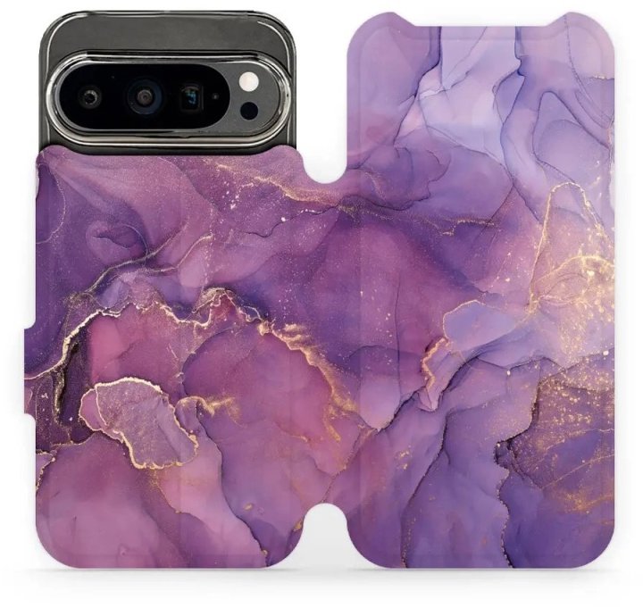 Mobiwear Flip knižkové pre Google Pixel 9 Pro – Fialový mramor