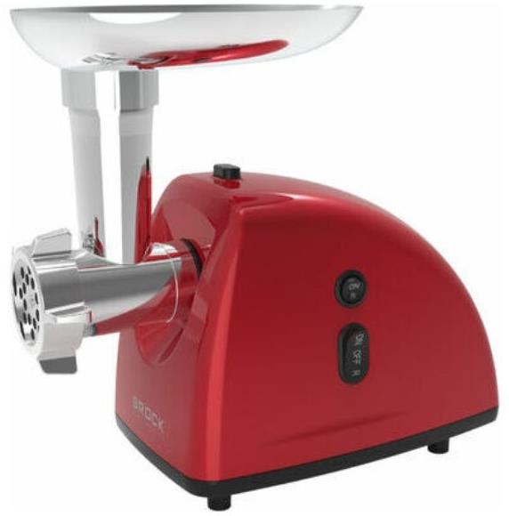 Brock – Mlynček na mäso - elektrický 1 500 W, hrúbka 3-5-7 mm, s nadstavcom na klobásy, červený