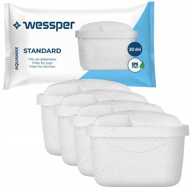 Wessper AquaMax Filtračné patróny 4 ks, náhrada filtra Brita Maxtra