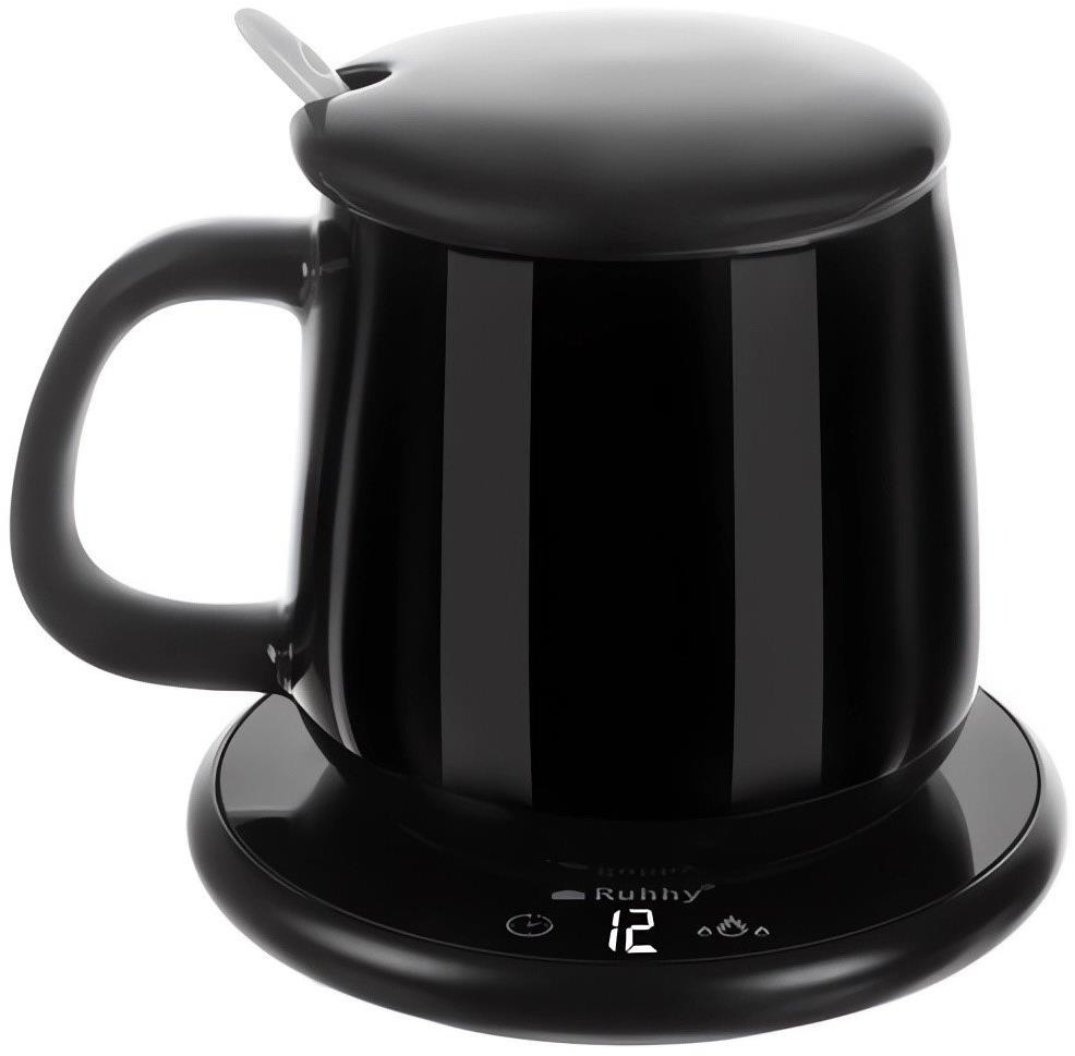 Ruhhy 22125 Elektrický ohrievač šálky 18 W + šálka 400 ml, čierna