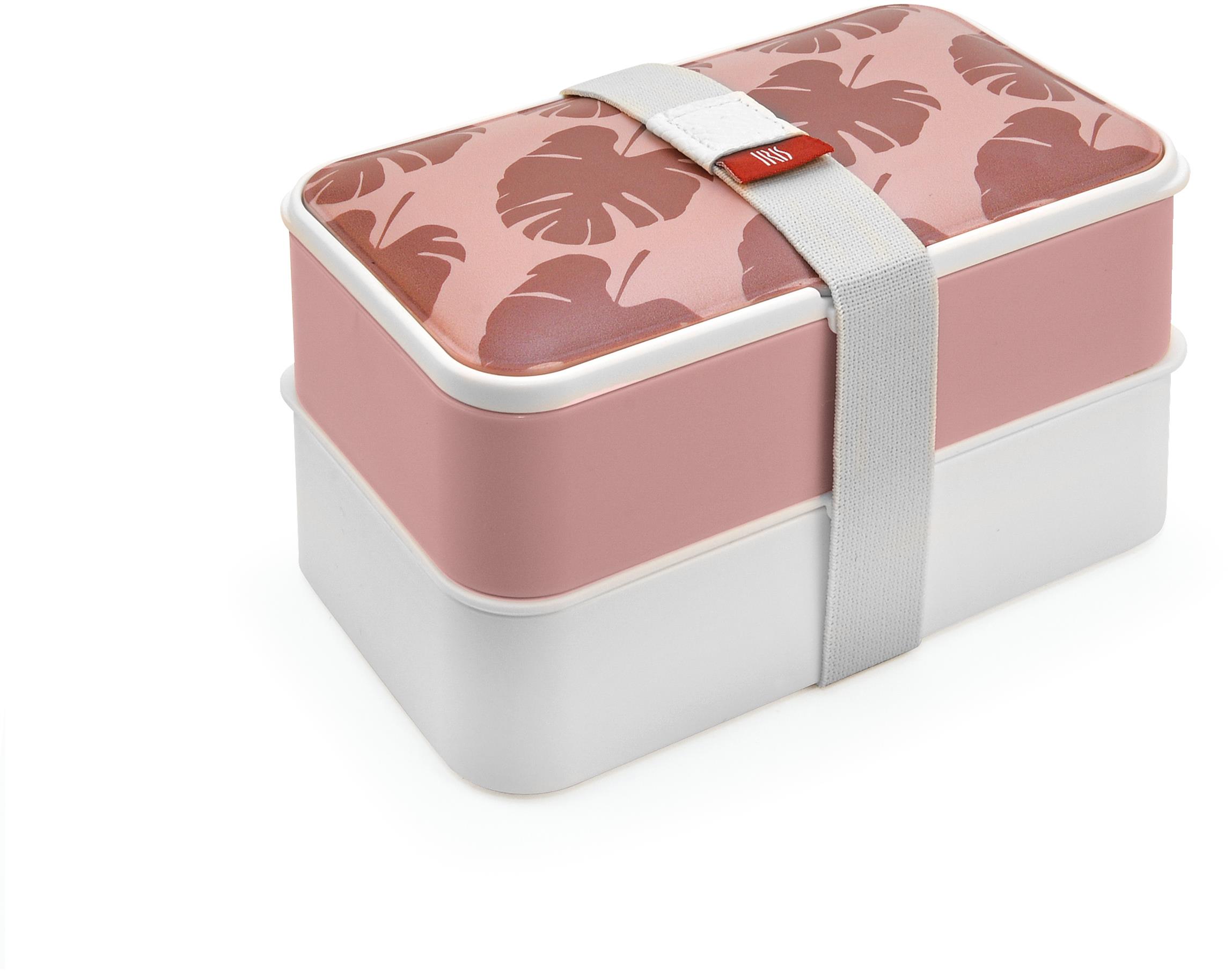 IRIS Barcelona Obedový Bento Box s príborom – ružová monstera