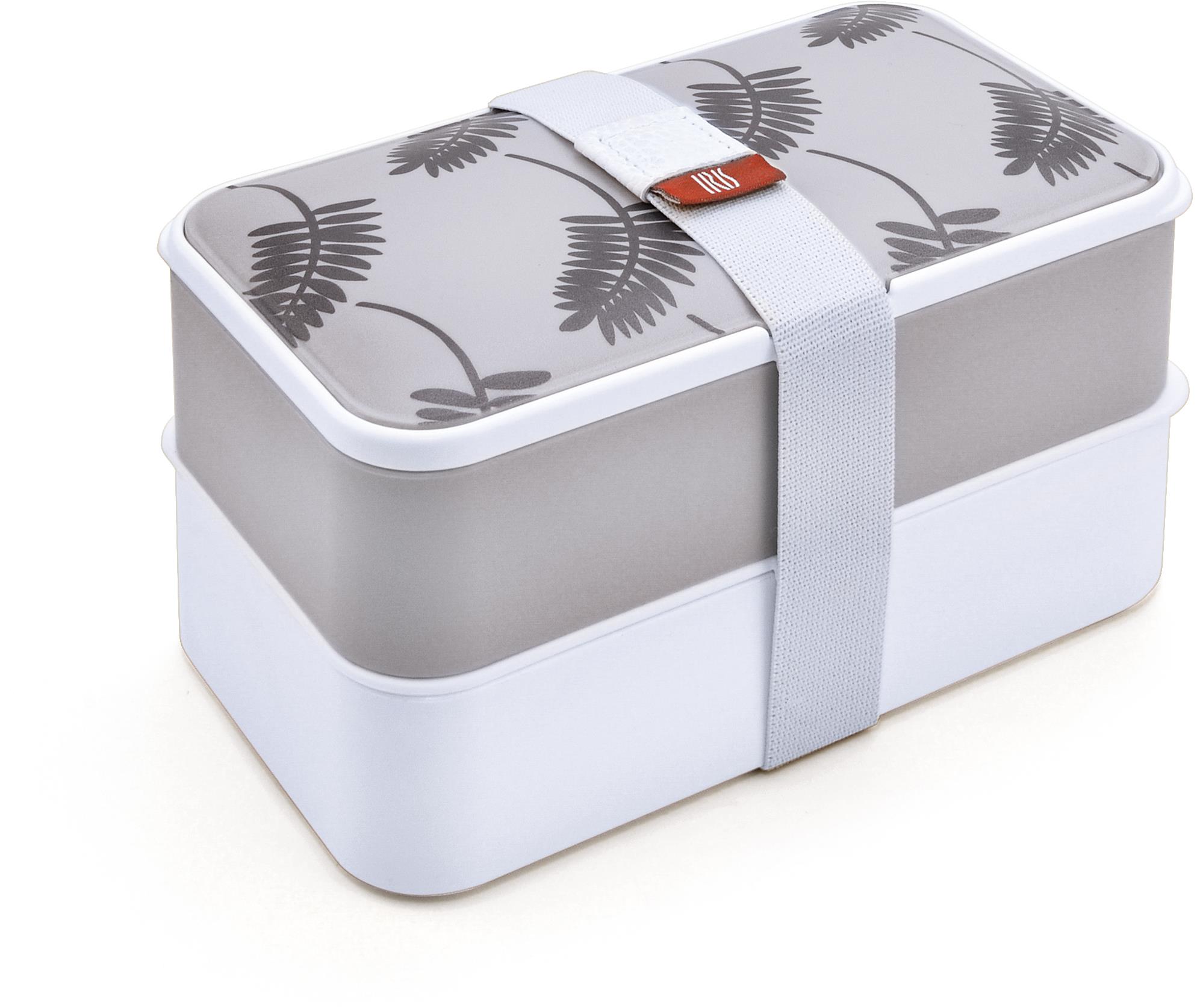 IRIS Barcelona Obedový Bento Box s príborom – sivé listy