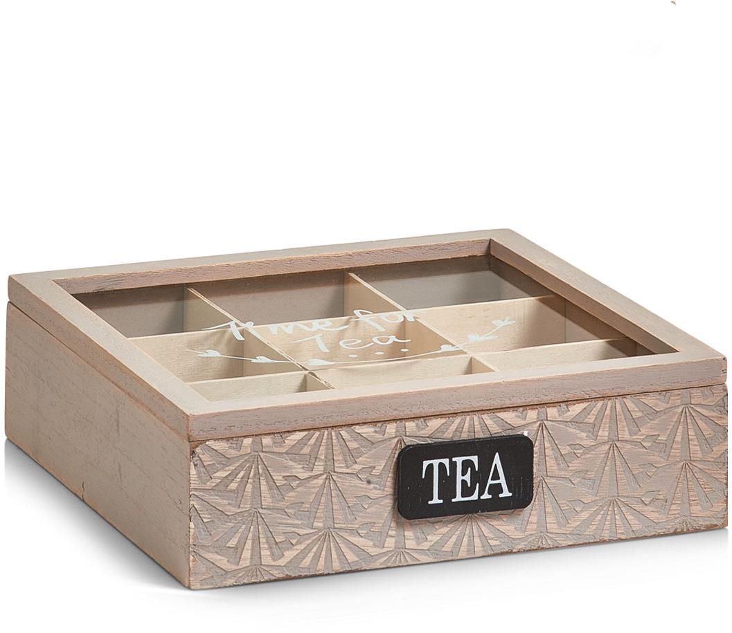 ZELLER Úložný box na čajové vrecká drevený 24 × 24 × 8 cm