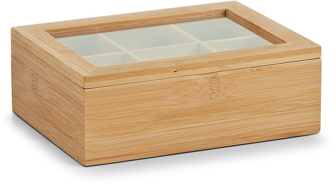 ZELLER Úložný box na čajové vrecká bambus 21 × 16 × 7,5 cm