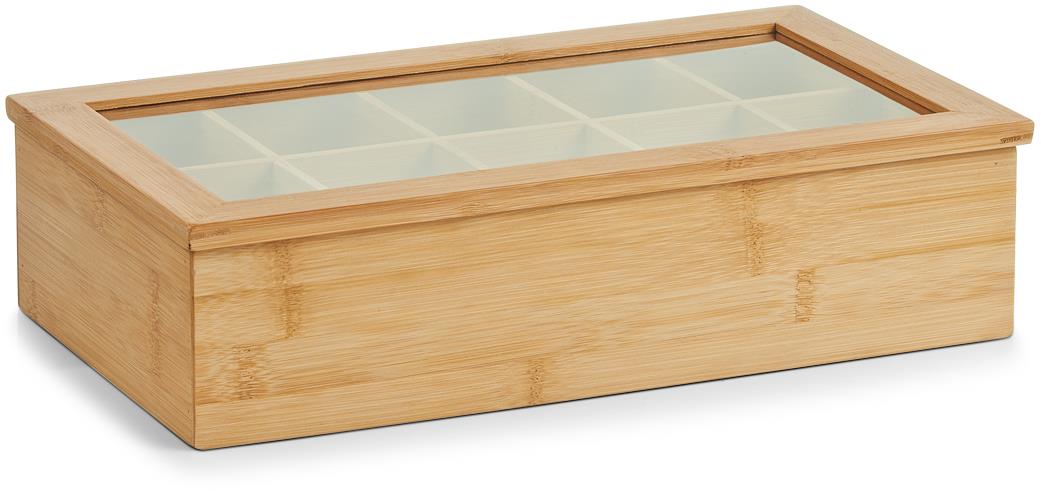 ZELLER Úložný box na čajové vrecká bambus 36 × 20 × 9 cm