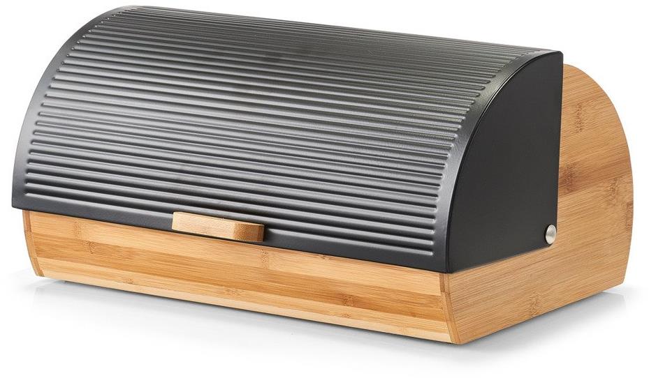 ZELLER Bambusový Chlebník s čiernym vekom, 39 × 27 × 19 cm