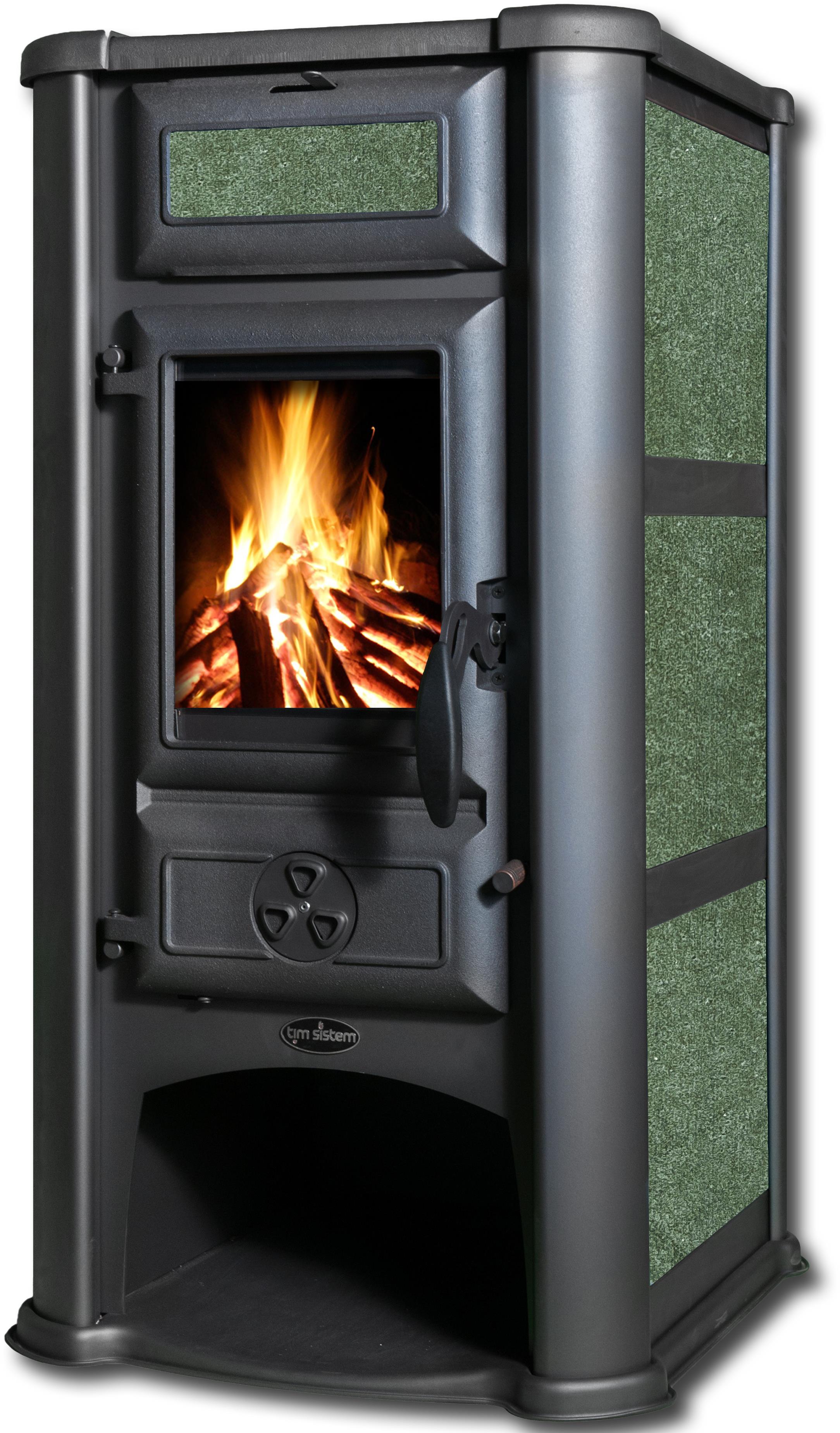 TIM SISTEM Lederata ECO, zeleno-pistáciové, 8,1 kW, dymovod 120 mm