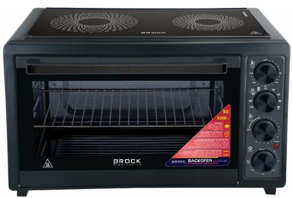 Brock Elektrická teplovzdušná rúra 50 l s dvojplatničkovým sklokeramickým varičom, 3300 W