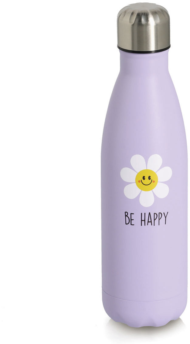 ZELLER Láhev na pití Happy Flower, nerez, fialová, 500 ml