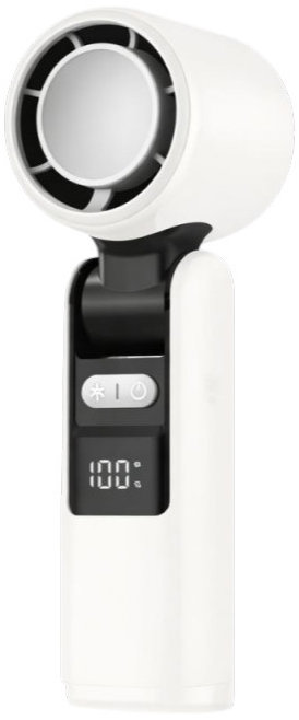 Verk 27703 Přenosný ventilátor s displejem a LED svítilnou, USB, 199 rychlostí, bílý