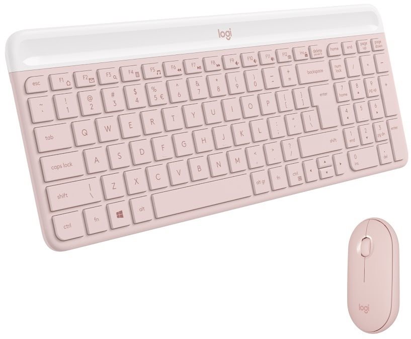 Logitech Slim Wireless Combo MK470, ružová – US