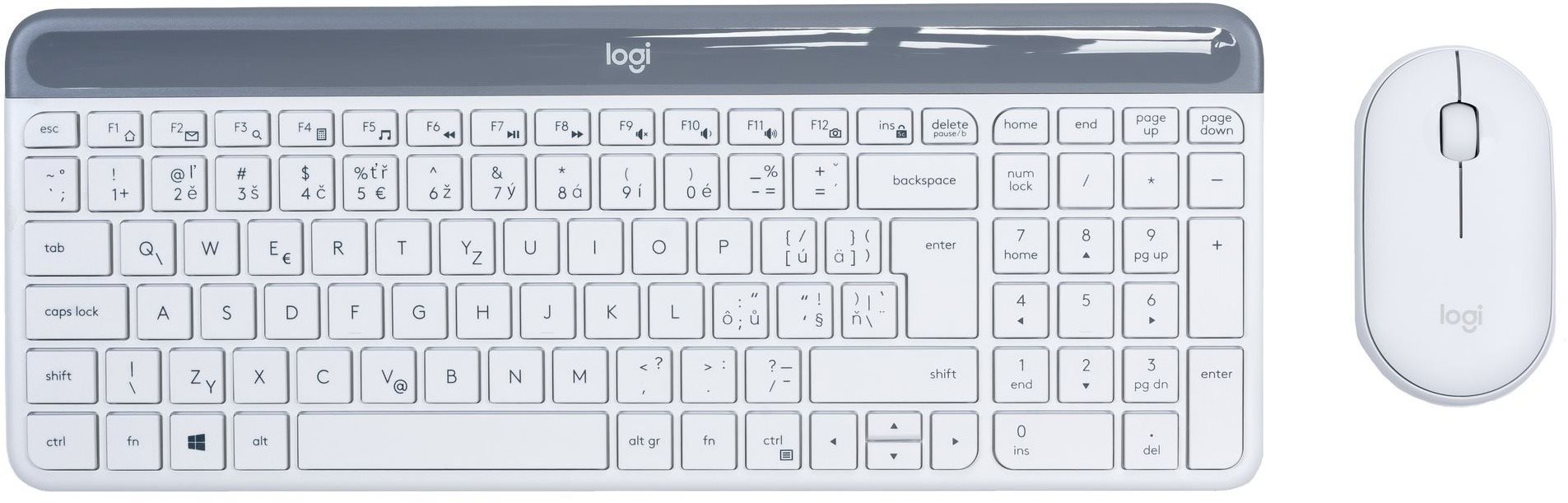 Logitech Slim Wireless Combo MK470, biela – CZ/SK