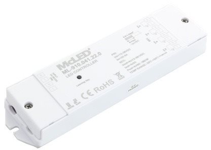 McLED RF prijímač – riadenie jasu, CCT, RGBW, 4 kanály, 4× 5 A, 12 – 36 V, IP65