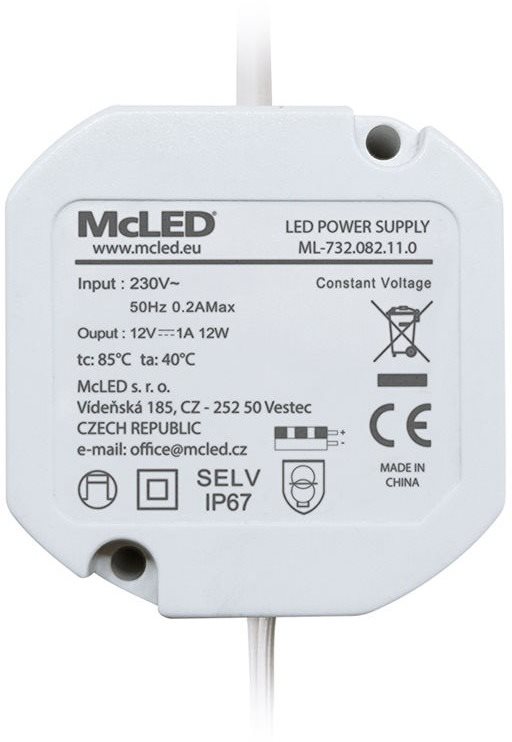 McLED Napájací zdroj 12 W, DC12 V/1 A, IP67, do elektroinštalačnej krabice