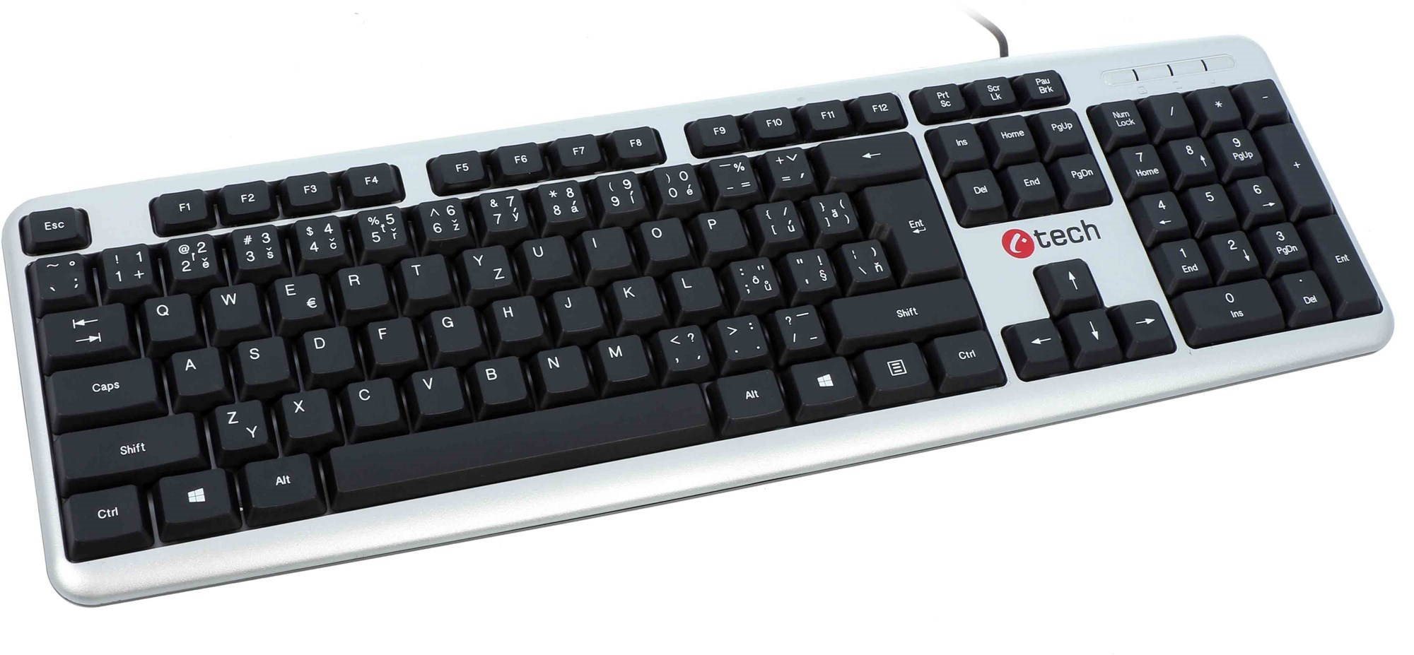 C-TECH KB-102 USB slim strieborno-čierna