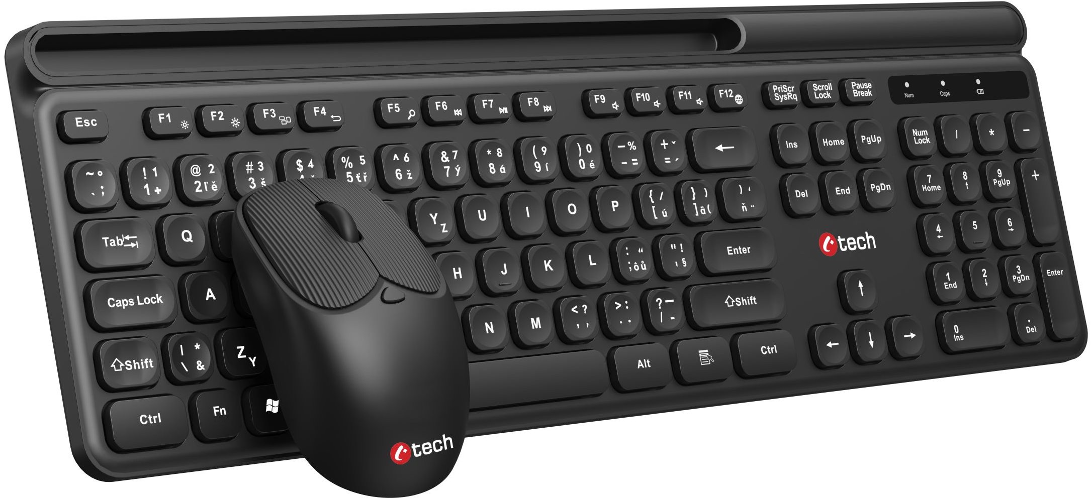 C-TECH Quallis, bezdrôtový set, čierny, USB – CZ/SK