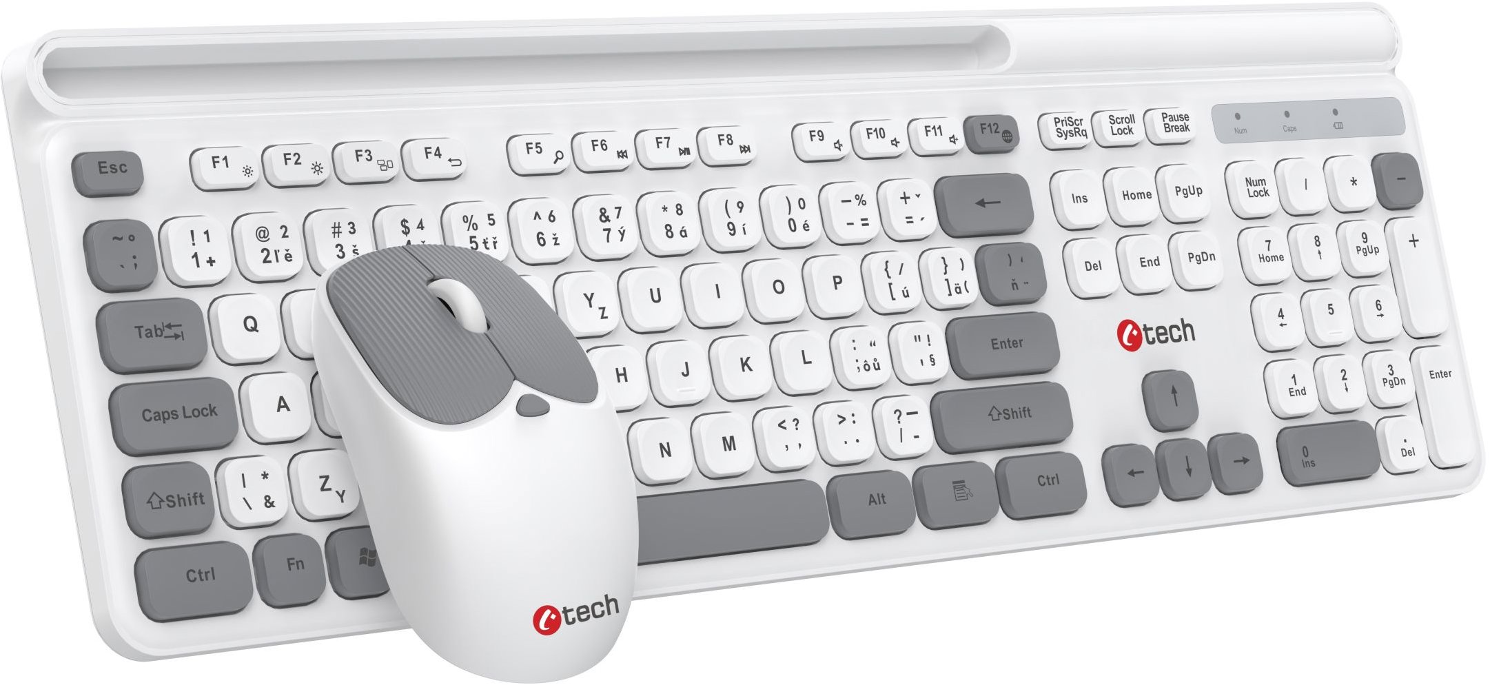 C-TECH Quallis, bezdrôtový set, biely, USB – CZ/SK