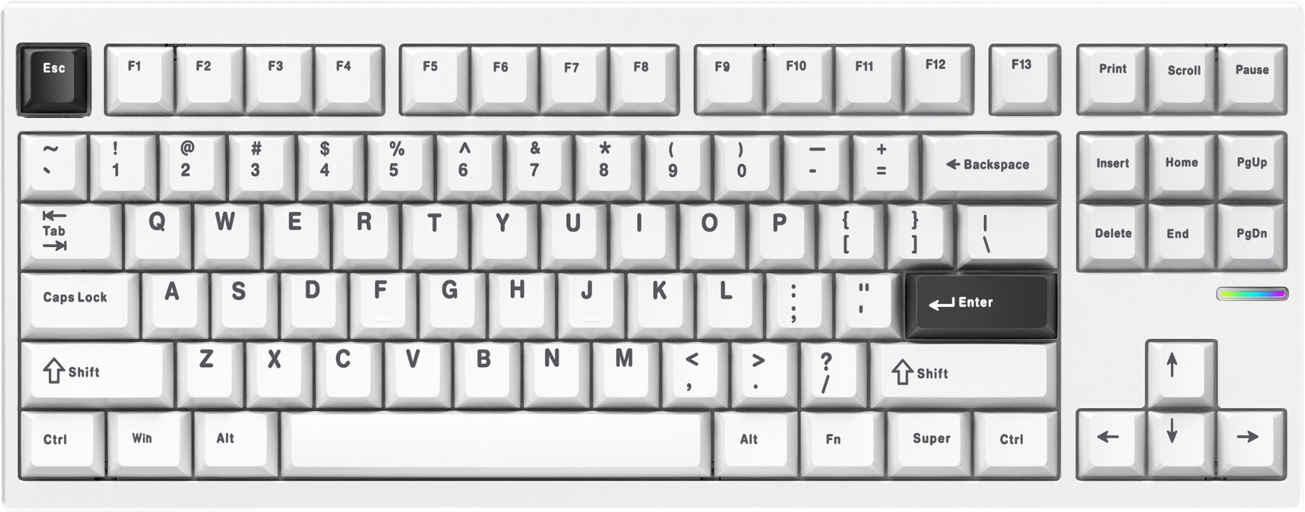 MCHOSE GX87 Ultra Aluminum Custom QMK/VIA Mechanical Vintage White Switch – White Electrophoresis