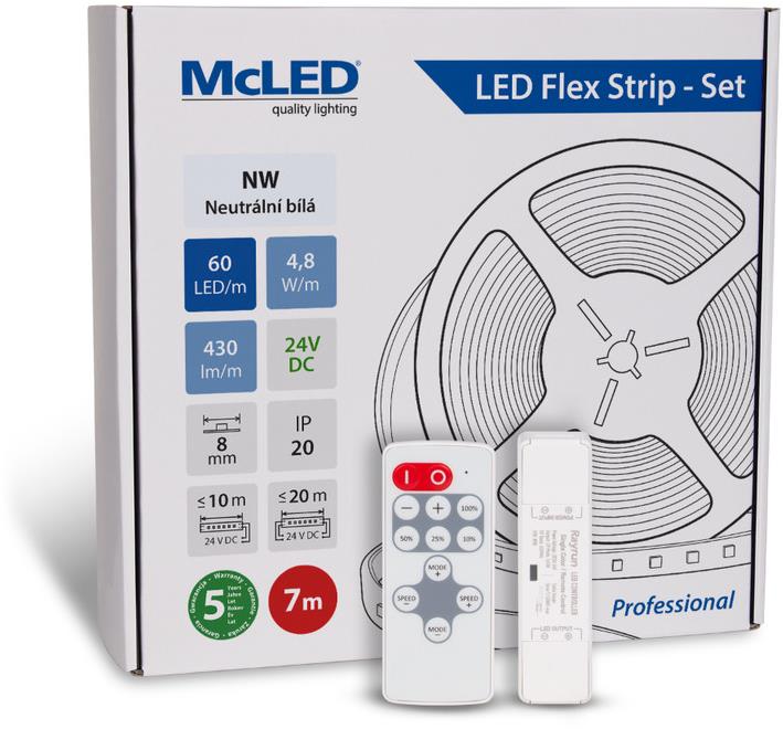 McLED Set LED pásik 7 m s ovládačom, NW, 4,8 W/m