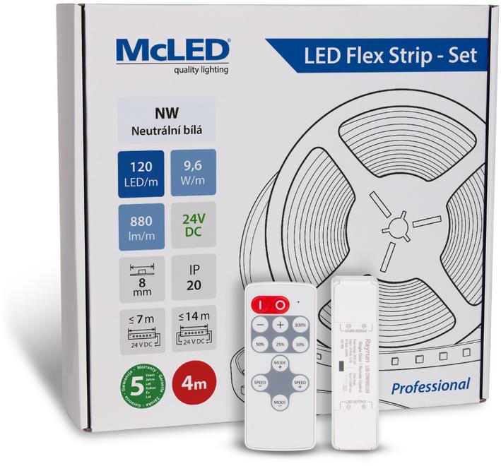 McLED Set LED pásik 4 m s ovládačom, NW, 9,6 W/m