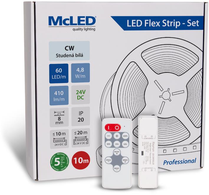 McLED Set LED pásik 10 m s ovládačom, CW, 4,8 W/m