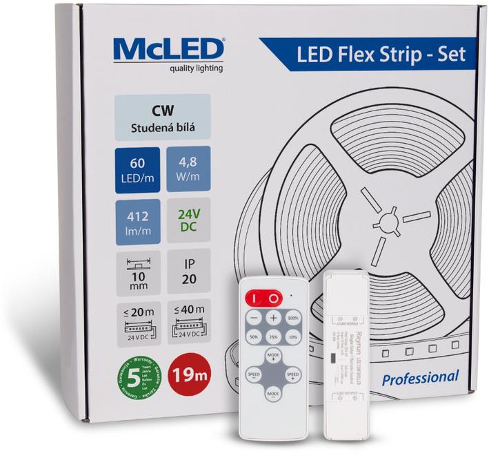 McLED Sada LED pásik 19 m s ovládačom, CW, 4,8 W/m