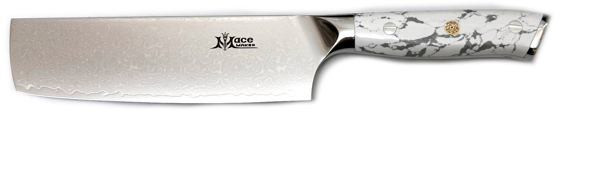 MaceMaker WHITE STONE NAKIRI SanMai Damaškový Kuchynský nôž