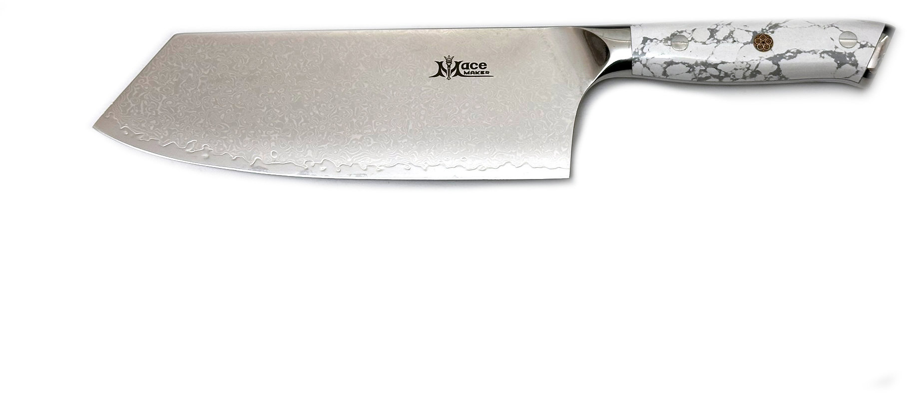 MaceMaker WHITE STONE CLEAVER SanMai Damaskový Kuchynský nôž