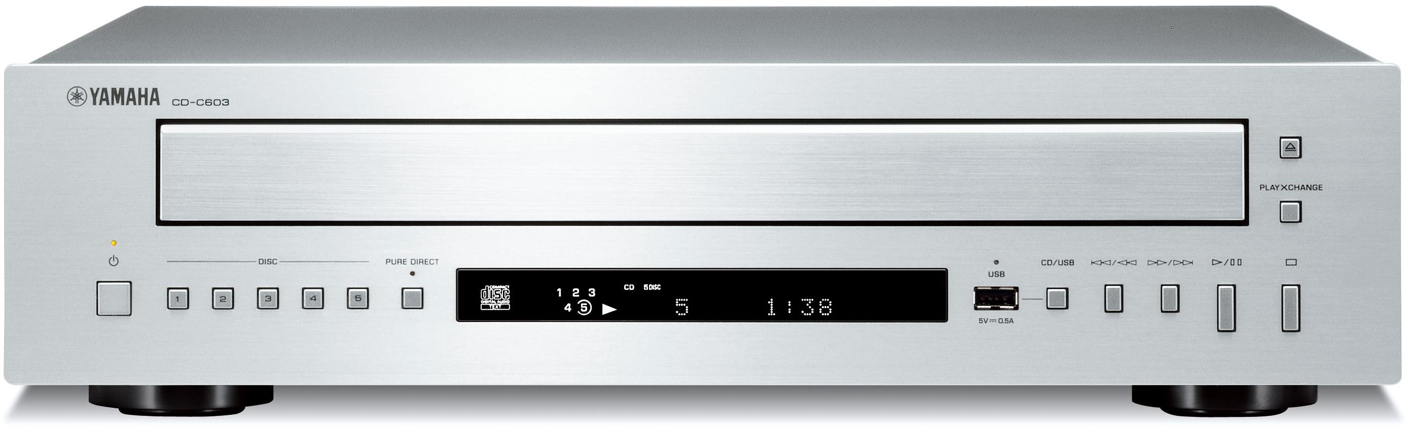 CD prehrávač YAMAHA CD-C603 vo striebornej farbe