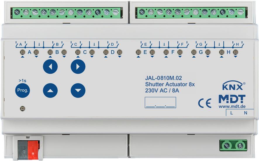 MDT Technologies Žalúziový aktor pre 8 motorov, 8M, 10 A, 230 V AC, s meraním dĺžky jazdy