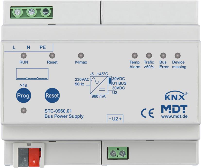MDT Technologies Napájací zdroj KNX s diagnostickou funkciou, 6 M, 960 mA