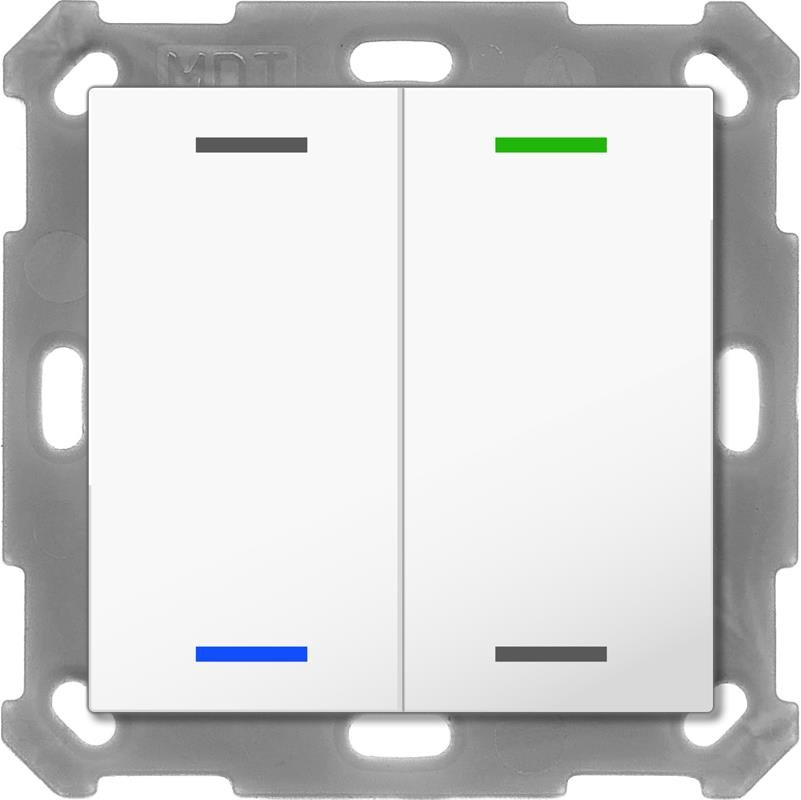 MDT Technologies KNX 2-tlačidlo 55 × 55 mm, RGBW LED, biela, meranie teploty