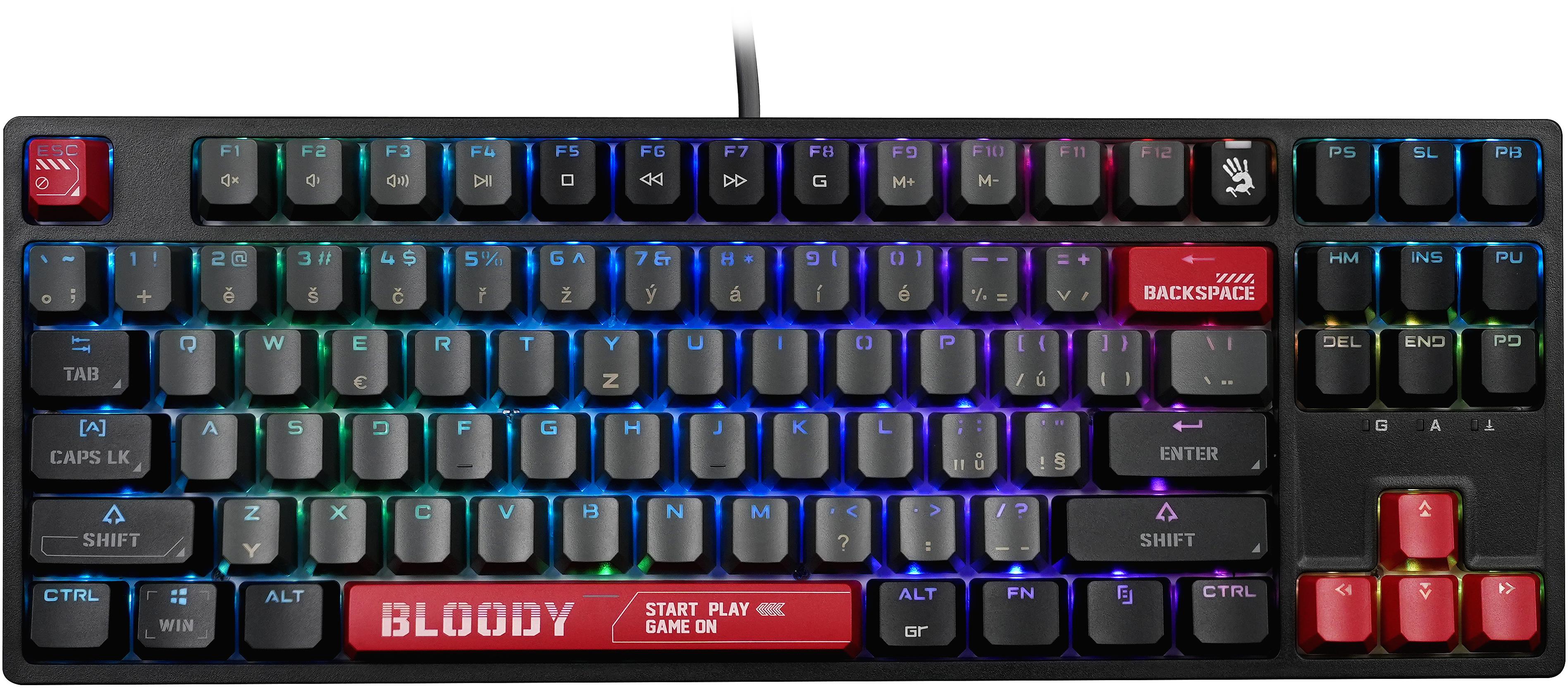 A4tech Bloody S87 Red Switch, USB, CZ, čierna/červená – CZ